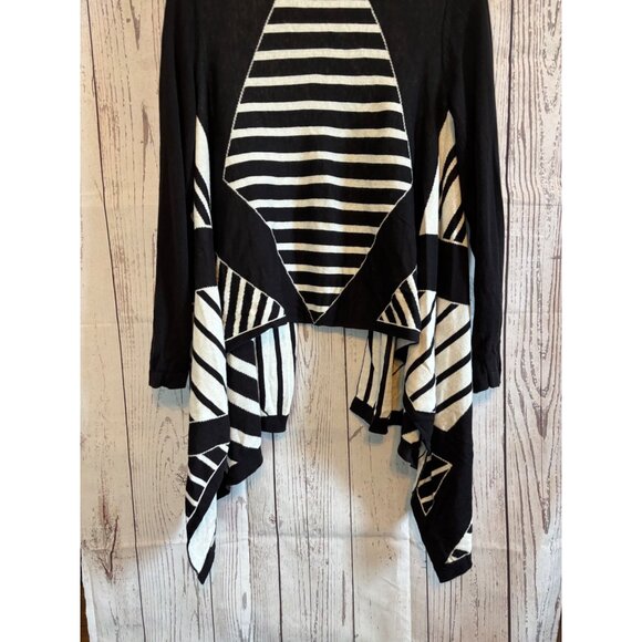 Worthington Black & Tan Waterfall Drape Cardigan Sweater Cadual Office  Large - Picture 7 of 10